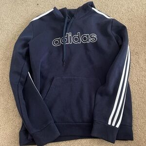 Adidas Blue Sweater with Iconic Stripes and Logo